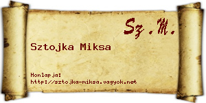 Sztojka Miksa névjegykártya